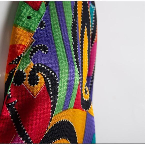 Vintage Pierre Cardin bright abstract print Long Sleeve Blouse size 4 - Picture 5 of 5